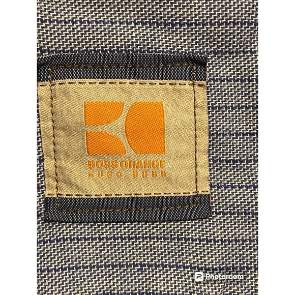 Hugo Boss Orange Mens Size M Blue  White Stripes Long Sleeve‎ - Picture 3 of 10